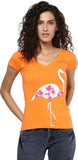 Yepme Graphic Print Women's V-neck Orange T-Shirt