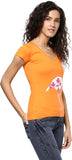 Yepme Graphic Print Women's V-neck Orange T-Shirt