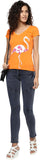 Yepme Graphic Print Women's V-neck Orange T-Shirt