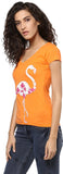 Yepme Graphic Print Women's V-neck Orange T-Shirt