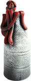 Kraftnation Terracotta White Bottle Red Tribal Pot Showpiece  -  23.75 cm