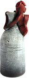 Kraftnation Terracotta White Bottle Red Tribal Pot Showpiece  -  23.75 cm