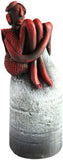 Kraftnation Terracotta White Bottle Red Tribal Pot Showpiece  -  23.75 cm
