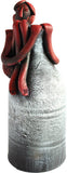 Kraftnation Terracotta White Bottle Red Tribal Pot Showpiece  -  23.75 cm