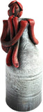 Kraftnation Terracotta White Bottle Red Tribal Pot Showpiece  -  23.75 cm