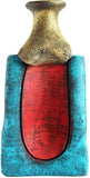 Kraftnation Terracotta Blue Red Golden Pot Showpiece  -  23.75 cm