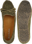 Blue Button Safari Green Loafers