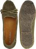 Blue Button Safari Green Loafers