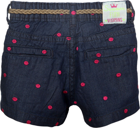 Vitamins Embroidered Baby Girl's Denim Shorts