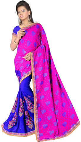 BOMBAY VELVAT FAB Embriodered Fashion Georgette Sari