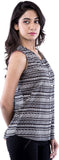 Peppermint Blues Casual Sleeveless Printed Women's Top