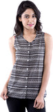 Peppermint Blues Casual Sleeveless Printed Women's Top