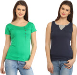 Cation Casual Short Sleeve, Sleeveless Solid Women's Top