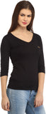 Cation Casual 3/4 Sleeve Solid Women's Top