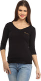 Cation Casual 3/4 Sleeve Solid Women's Top