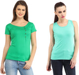 Cation Casual Short Sleeve, Sleeveless Solid Women's Top