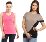 Cation Casual Sleeveless, Short Sleeve Solid Women's Top