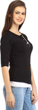 Cation Casual 3/4 Sleeve Solid Women's Top