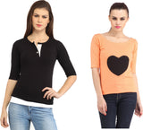Cation Casual 3/4 Sleeve Solid Women's Top