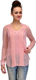 Ir Acc Casual Roll-up Sleeve Self Design Women's Top
