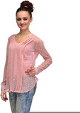 Ir Acc Casual Roll-up Sleeve Self Design Women's Top