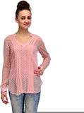 Ir Acc Casual Roll-up Sleeve Self Design Women's Top