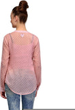 Ir Acc Casual Roll-up Sleeve Self Design Women's Top