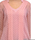 Ir Acc Casual Roll-up Sleeve Self Design Women's Top