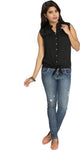 Urban Misty Casual Sleeveless Embellished Women's Top