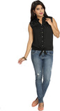 Urban Misty Casual Sleeveless Embellished Women's Top