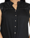 Urban Misty Casual Sleeveless Embellished Women's Top