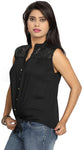 Urban Misty Casual Sleeveless Embellished Women's Top