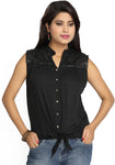 Urban Misty Casual Sleeveless Embellished Women's Top