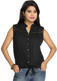 Urban Misty Casual Sleeveless Embellished Women's Top