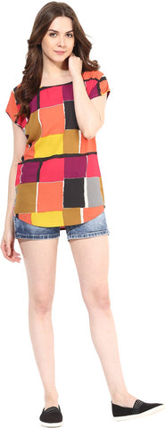 Abiti Bella Casual Short Sleeve Printed Women's Top