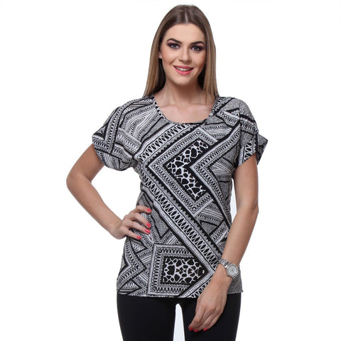 Varanga Casual Short Sleeve Printed Women's Top