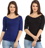 Cation Casual 3/4 Sleeve Solid Women's Top
