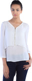 Dewberries Formal 3/4 Sleeve Solid Women's Top