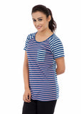 Fabtag Casual Short Sleeve Striped Women's Top