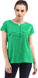 Cation Casual Short Sleeve Solid Women's Top