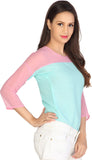 Iamyou Casual 3/4 Sleeve Solid Women's Top