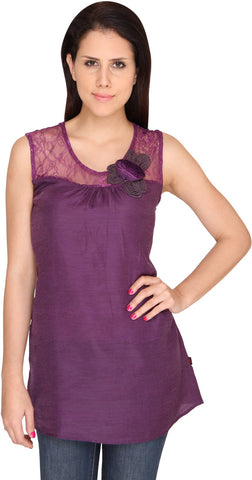 Bedazzle Casual Sleeveless Solid Women's Top