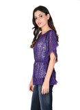 Latin Quarters Casual Butterfly Sleeve Self Design Women's Top