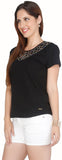 Meish Casual Short Sleeve Embellished Women's Top