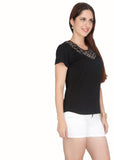 Meish Casual Short Sleeve Embellished Women's Top