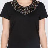 Meish Casual Short Sleeve Embellished Women's Top