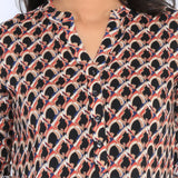 Mangosteen Casual 3/4 Sleeve Printed Women's Top