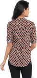 Mangosteen Casual 3/4 Sleeve Printed Women's Top