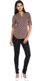 Mangosteen Casual 3/4 Sleeve Printed Women's Top