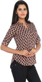 Mangosteen Casual 3/4 Sleeve Printed Women's Top
